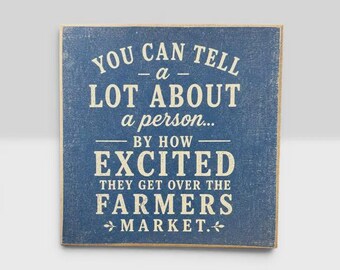 Farmers Market Wood Block Sign | Farmhouse Kitchen Decor | Cottagecore Shelf Sitter | Market Lover Gift