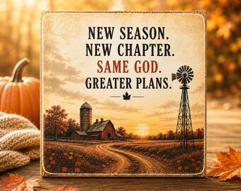 Christian Fall Decor | Faith Decor | 5x5 Wood Sign Print | Shelf Sitter