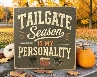 Tailgate Decor | Football Shelf Sitter | 5x5 Wood Sign Print