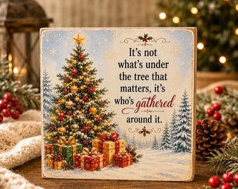 Christmas Decor | Family Christmas Sign | 5x5 Wood Sign Print | Shelf Sitter
