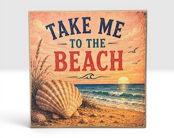 Happiness Comes in Waves | Coastal Decor | 5x5 Wood Block Sign | Beach House Gift