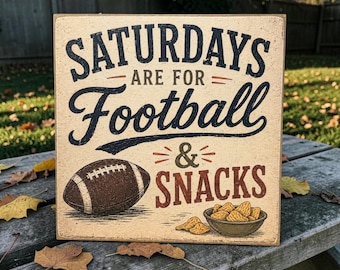 Football Decor | Game Day Shelf Sitter | 5x5 Wood Sign Print
