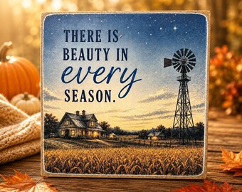 Fall Decor | Farmhouse Decor | 5x5 Wood Sign Print | Shelf Sitter