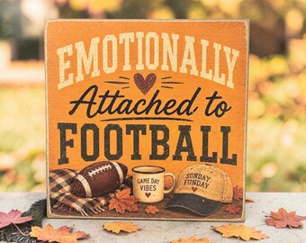 Football Lover Decor | Game Day Shelf Sitter | 5x5 Wood Sign Print