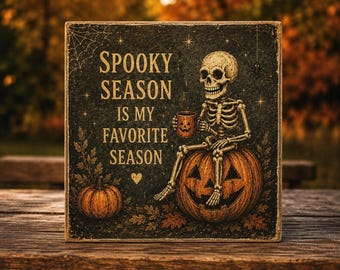 Spooky Season Is My Favorite Season | Halloween Decor | 5x5 Wood Sign Print | Shelf Sitter