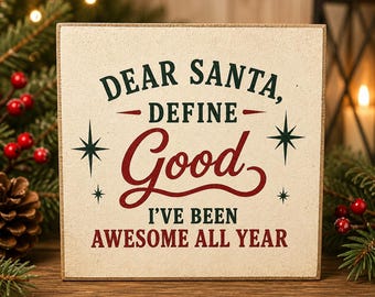 Funny Santa Letter Sign | 4x4 Wood Decor Print