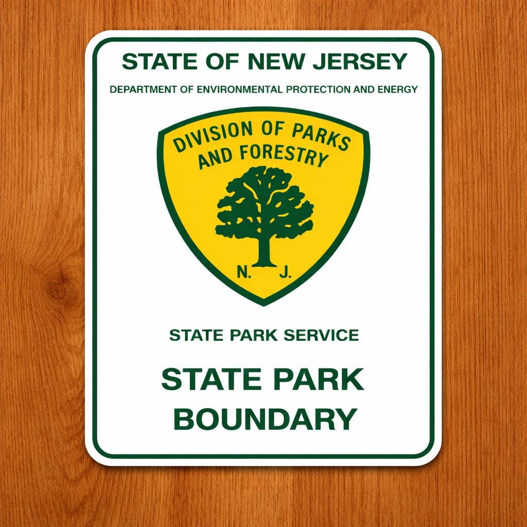 New Jersey State Park Boundary Line Sign Department Environment ...