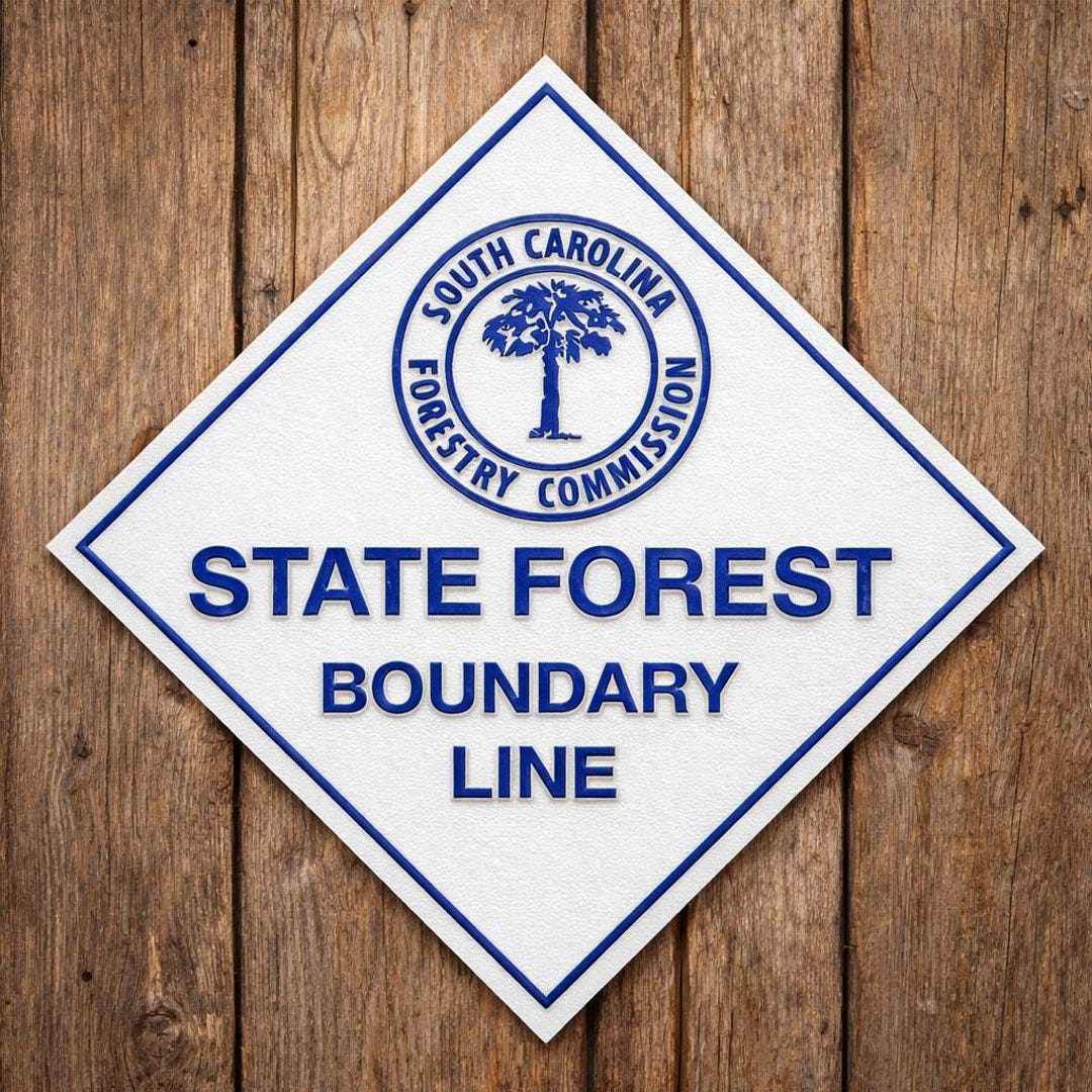 South Carolina State Forest Boundary Line Sign Forestry Commission Park ...