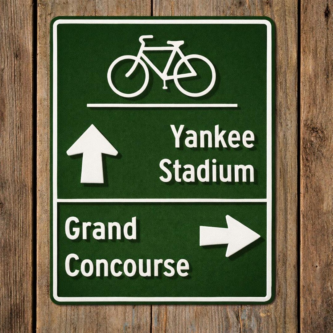 New York City Bike Grand Concourse Yankee Stadium Road Sign Street ...