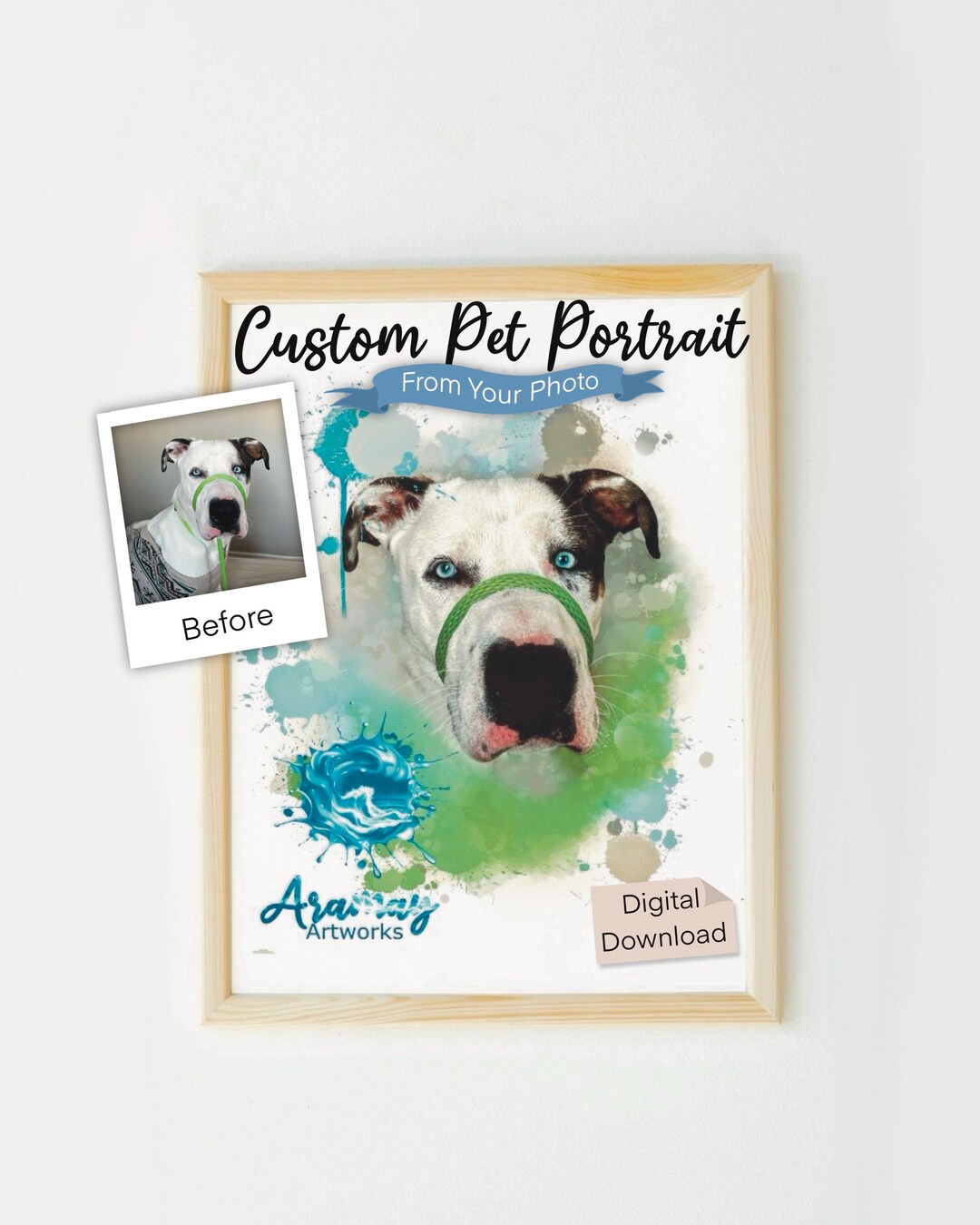 Custom Watercolor Pet Portrait – Personalized Dog or Cat Art (digital ...