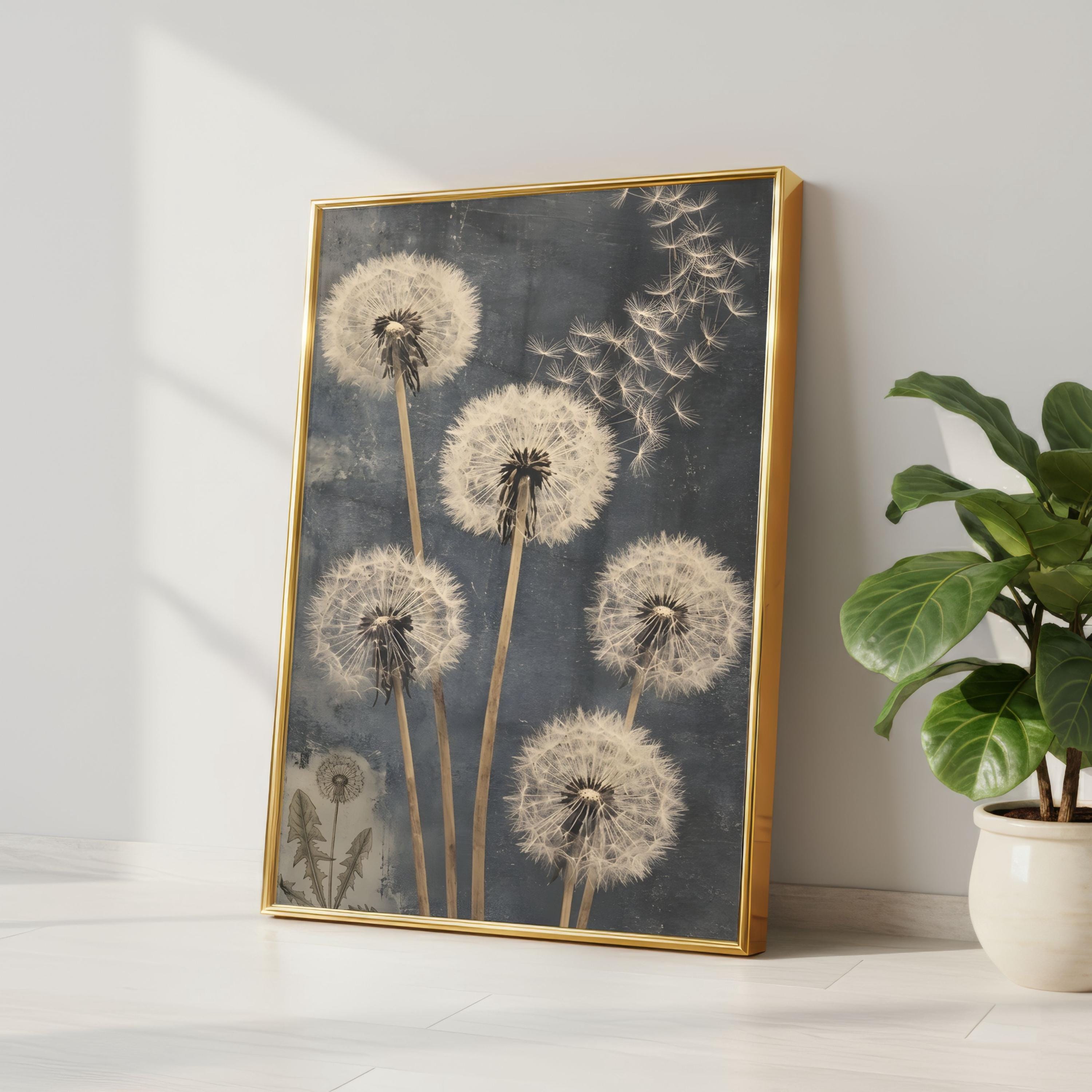 Vintage Dandelion | Moody Botanical Art | Blue Floral Poster | Make A ...