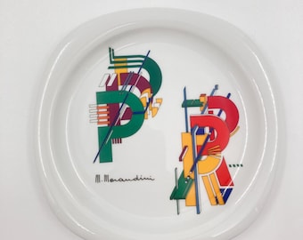 Rosenthal Germany Dekorativer Porzellanteller von M. Morandini, 1991, 17 cm, Grafikdesignteller