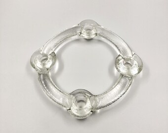 Anneau porte-bougie Pukeberg en verre glacé – Moderne milieu du siècle, Suède, années 60-70