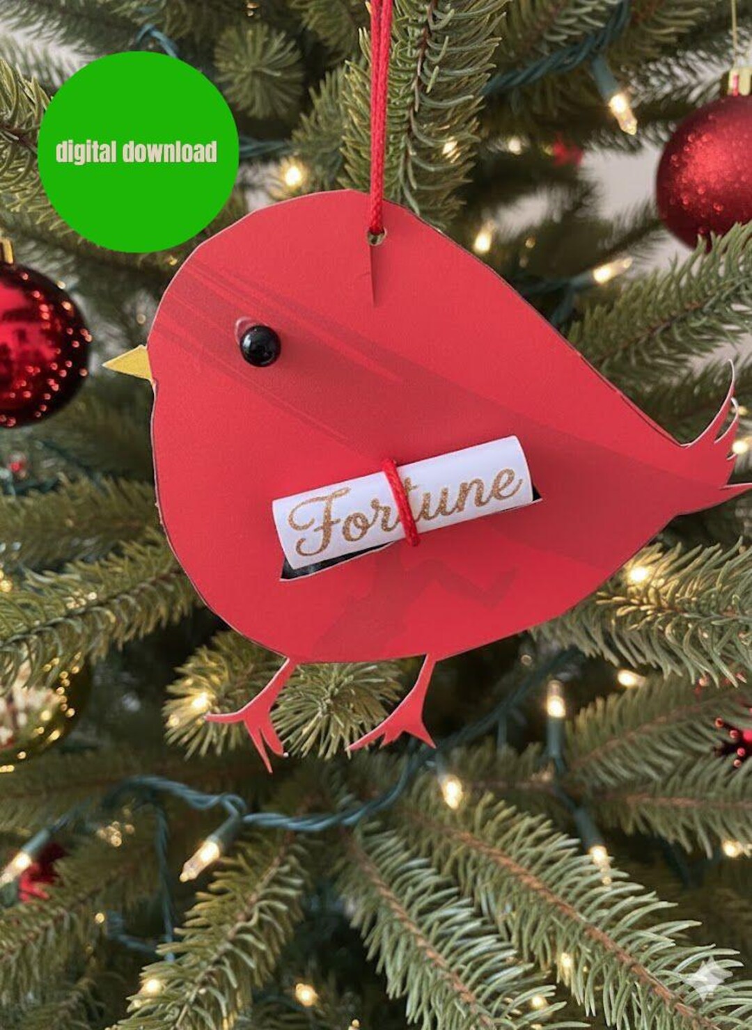 Picture of Christmas Wish Bird Ornament Template, Personalized Holiday Craft ...