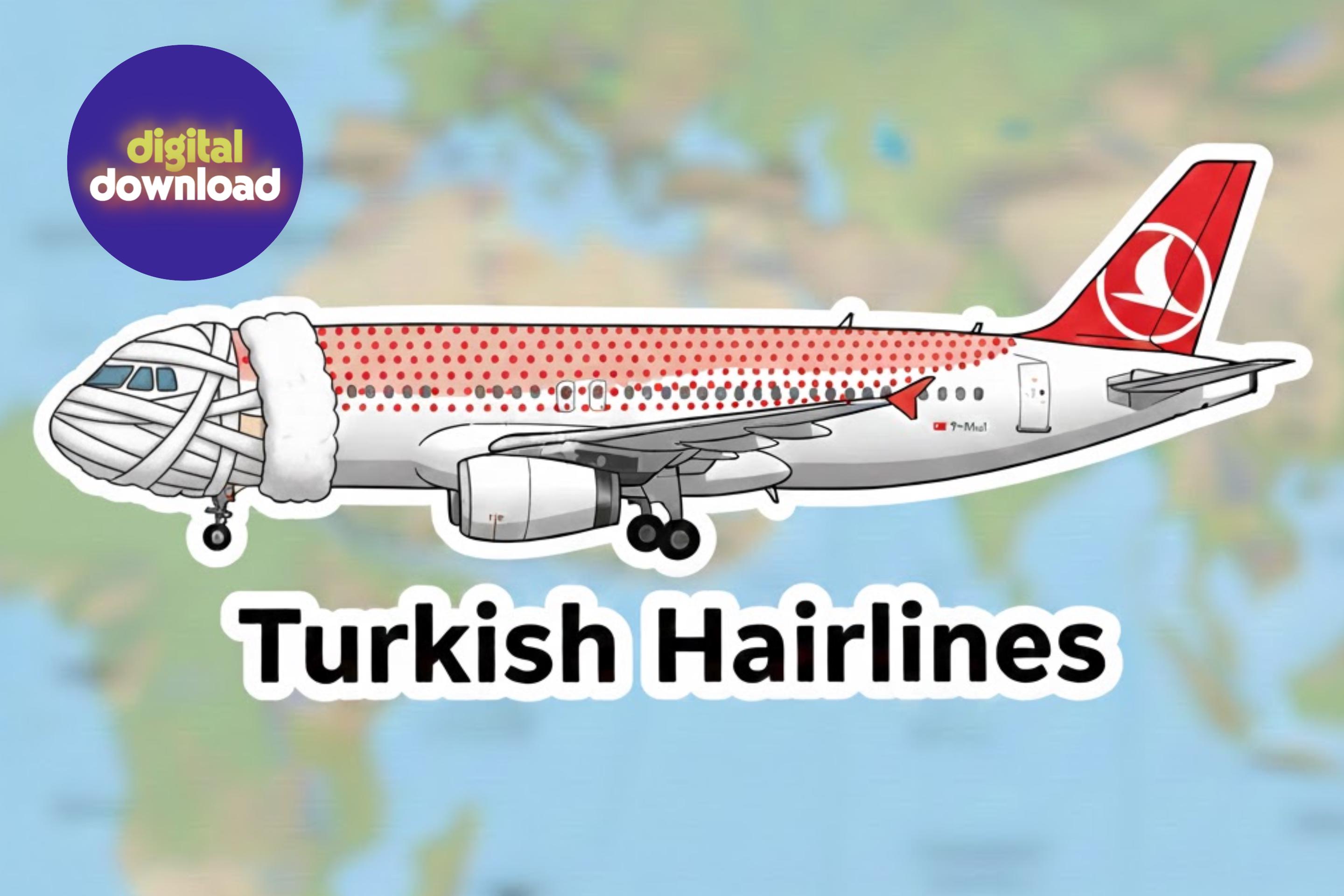 Turkish Airlines, Hair Loss, Boarding, Comic Ornament, Travel Gift