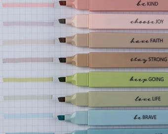 Bible Safe Highlighters | No Bleed Dual Tip Pens | Pastel | Neutral | Boho | Mauve Sets | Bible Journaling | Christian Stationery Gift