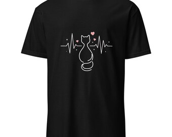 Niedlicher Herzschlag-Katzen-Liebhaber-Entwurf Lustiges Katzenartiges Schattenbild-T-Stück T-Shirt
