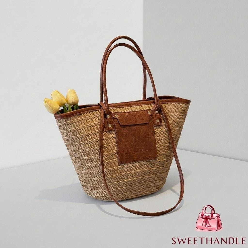 Summer Woven Straw Tote Bag – Large Capacity Beach Shoulder Bag ...