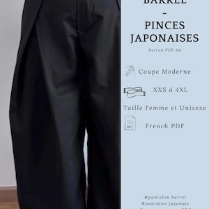 Japanese Barrel Pants PDF Pattern - Women's and Unisex Sizes - Pleated Pants - Modern Cut - XXS to 4XL - Japanese Cut - Printable A4 PDF - Balloon