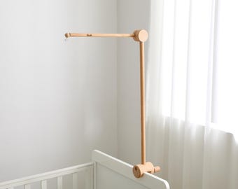 Personalized Wooden Crib Mobile Arm, Adjustable Swivel Bracket, Custom Mobile Holder, Minimalist Nursery Decor, Newborns Baby Shower Gift