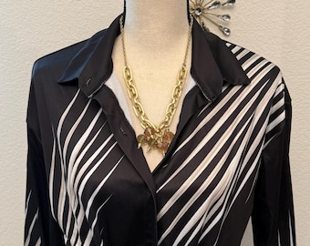 Black and White Matching Pant Set | Button Down Top & Wide Leg Pants | Chic Statement Set | Pre Loved Women’s Clothing