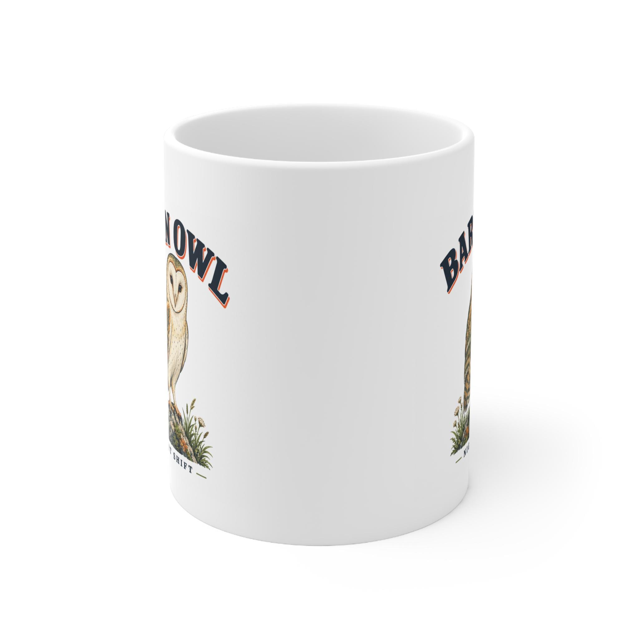 Barn Owl Mug, Night Shift Gift for Owl Lovers, Retro Bird Coffee Cup, 11oz Ceramic