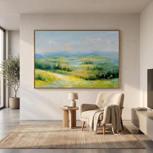 Rolling Hills Ölgemälde, Original Landschaft Kunstwerk, zeitgenössische feine Kunst, große Wandkunst, Statement Leinwand Malerei