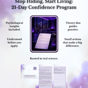 21-Day Confidence Guide | Psychology-Backed Workbook | Stop Self Doubt & Low Self Worth (Digital PDF Download)