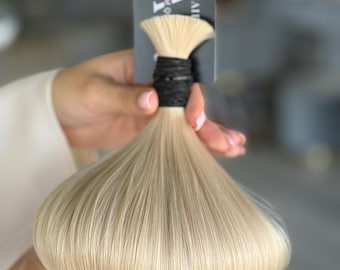 Blonde Human Hair Extensions: #60A Double Drawn Bulk