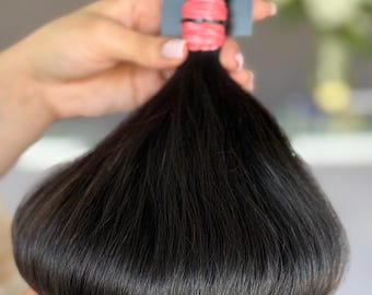 Bulk Wavy #1B Human Hair Extensions – K-Tips, Double Drawn