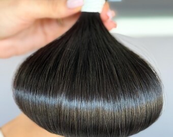 Bulk Hair #1B Premium Human Hair – Double Drawn – Luxury Quality – K-Tips – Professional Hair Extensions