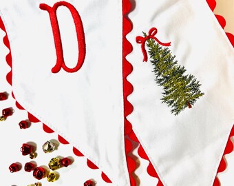 Écharpes de couronne personnalisées, brodées d'un arbre ou d'une couronne et de l'initiale