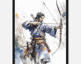 Samurai Warrior Wall Art, 刀折れ矢尽きるまで – ‘Until the Sword Breaks and Arrows Run Out’ Japanese Kanji Poster | Grit, Perseverance, Motivation