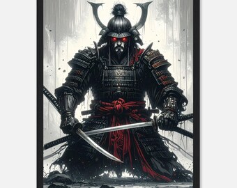 Samurai Wisdom Wall Art, 勝って兜の緒を締めよ – ‘Tighten Your Helmet After Victory’ Japanese Kanji Motivational Poster | Discipline, Focus, Zen Decor