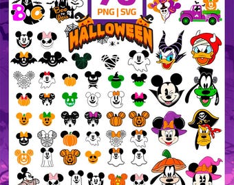 Disney Halloween SVG / PNG Bundle, Mickey Mouse & Friends Clipart 70 Cricut Designs