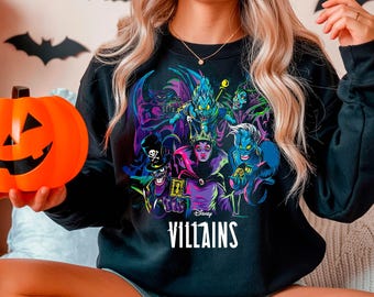 Retro Disney Villains Halloween PNG | Maleficent Ursula Hades Evil Queen | Spooky Sublimation Shirt Design | Digital Download