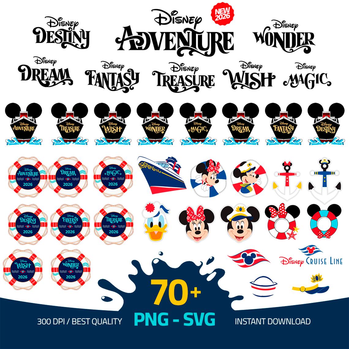 Disney Cruise Line SVG Bundle 2026 | All Disney Cruise Ships PNG