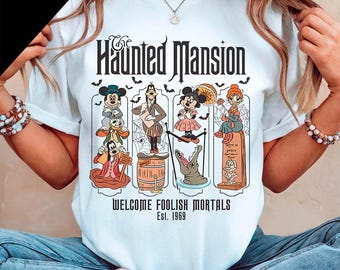 ホーンテッドマンション ディズニー PNG、ミッキー＆ミニー グーフィーのストレッチポートレート、ハロウィン ディズニー シャツ、Foolish Mortals Est. 1969 デジタルダウンロード