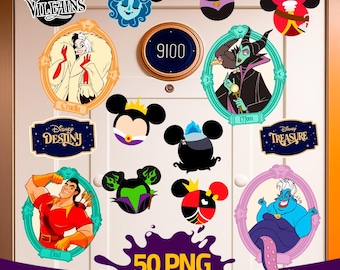 ディズニーヴィランズ バンドル PNG | ヴィランズ クリップアート 50 点 | ディズニークルーズ ドアマグネット | ヴィランズ マウスイヤー SVG - デジタルダウンロード
