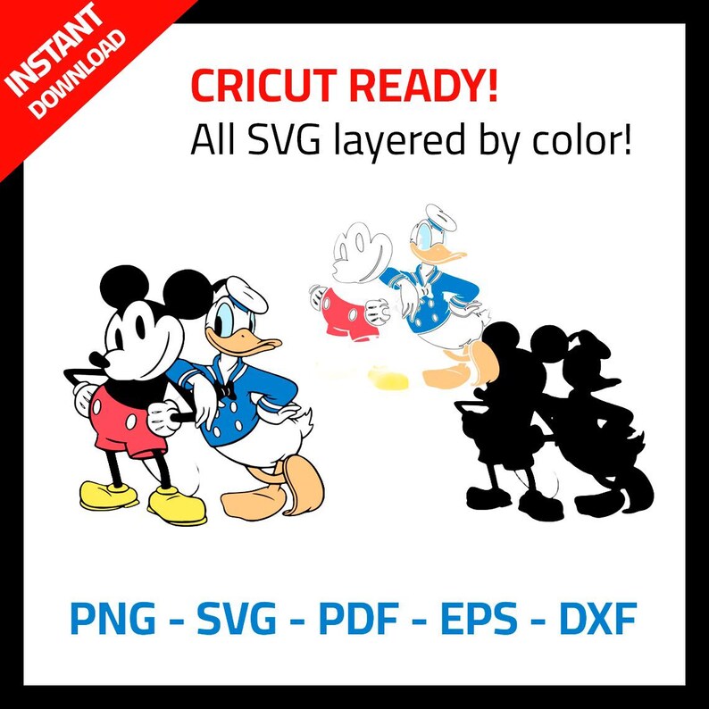 Mickey Mouse SVG Bundle | 110 Classic Disney Characters | Mickey & Friends SVG PNG Eps Dxf Pdf | Cricut Shirt, Sticker and Craft Files image 2