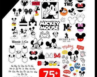 ミッキーマウス アルファベット SVG バンドル | 城とバケーション シャツ デザイン PNG SVG (Cricut 用)