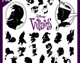 Disney Villains Silhouette Bundle SVG PNG | 24 Cricut Cut Files | Maleficent Ursula Cruella | Instant Download Clipart