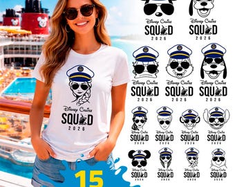 ディズニークルーズスクワッドSVGバンドル2026 | ファミリークルーズシャツデザイン15選 | キャプテンマウスSVG PNG | クルーズクルーCricutファイル