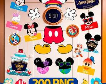 ディズニークルーズ2026ドアマグネットメガバンドル – 200種類以上のPNG画像とCanvaテンプレート – ミッキー＆ミニーのドアデコレーション | ファミリークルーズバケーション