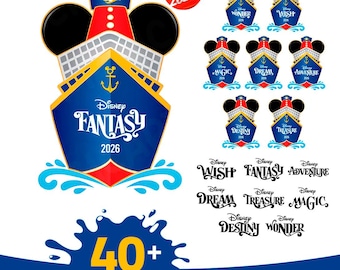 ディズニークルーズドアマグネットセット | 40枚以上の高解像度PNG | ミッキー＆ミニークルーズデコレーション | DCLファミリーバケーション2026