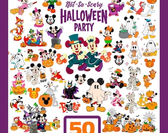 50 Disney Halloween PNG SVG Bundle | Mickey Minnie Not So Scary Clipart | Trick or Treat Sublimation Cricut Files | Digital Download