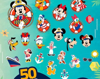 Bundel met magneetdeur Disney Cruise, 50+ Fab 5 Cruise, png, Mickey Minnie Donald Pluto Goofy, decor Disney Cruisedeur, digitale download