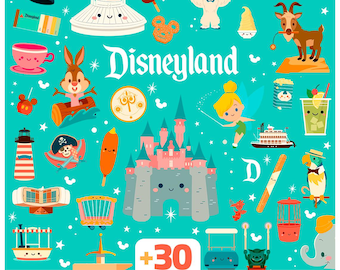 かわいいディズニーランドのクリップアートバンドル - パークアイコン Cricut SVG PNG