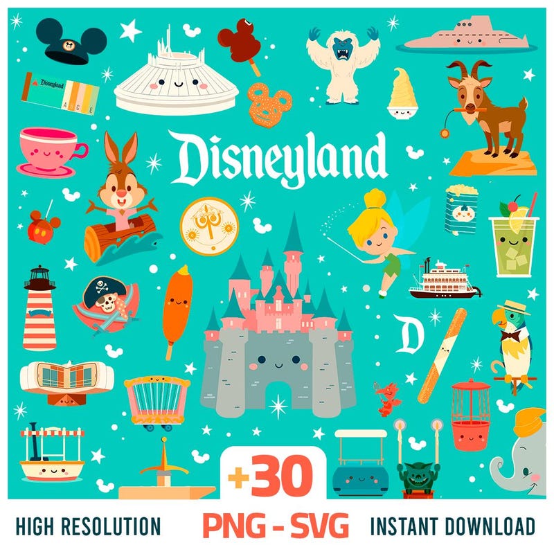 Cute Disneyland Clipart - Etsy UK