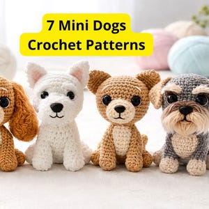 Schema all'uncinetto per mini cani amigurumi in formato PDF: chihuahua, Cocker Spaniel, Westie, Pinscher, schnauzer, Carlin, Labrador, schema all'uncinetto in formato PDF, TERMINI USA